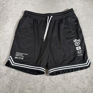 LRG Basketball Shorts Mens Large Black Mesh Jersey Athletic Logo Drawstring Y2K